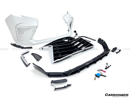 2021 UP Toyota Sienna Thunder Style PP Front Bumper with Lip and Grill and LED Light - Carbonado