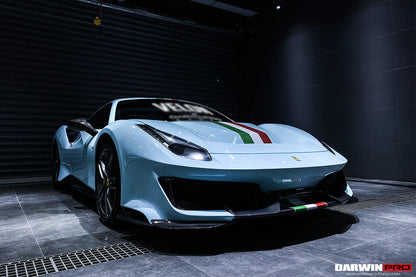 2015-2020 Ferrari 488 GTB/Spyder Pista Style Front Bumper Set W/Hood - DarwinPRO Aerodynamics
