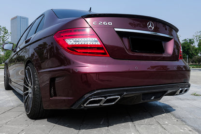 2008-2014 Mercedes Benz C Class W204 P Style Rear Bumper w/ Exhaust tips - Carbonado