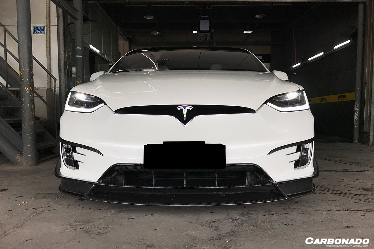 2016-2021 Tesla X SUV RZS Style Carbon Fiber Front Lip - Carbonado