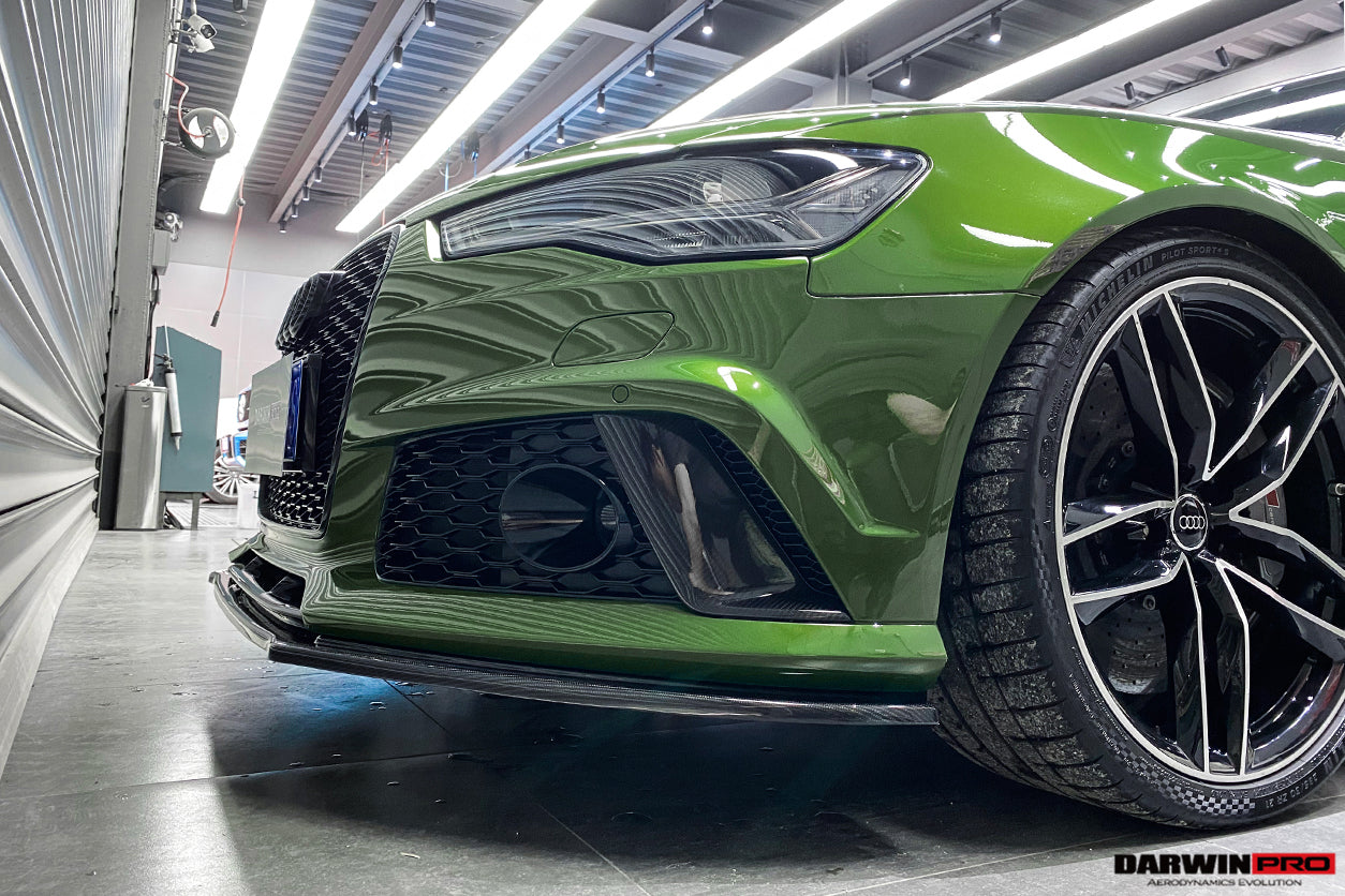 2013-2018 Audi RS6 Avant Carbon Fiber Front Bumper Caps - DarwinPRO Aerodynamics