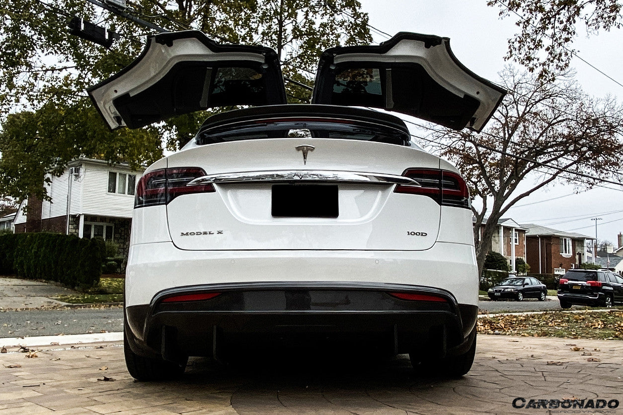 2016-2018 Tesla X SUV RZS Style Carbon Fiber Rear Diffuser - Carbonado