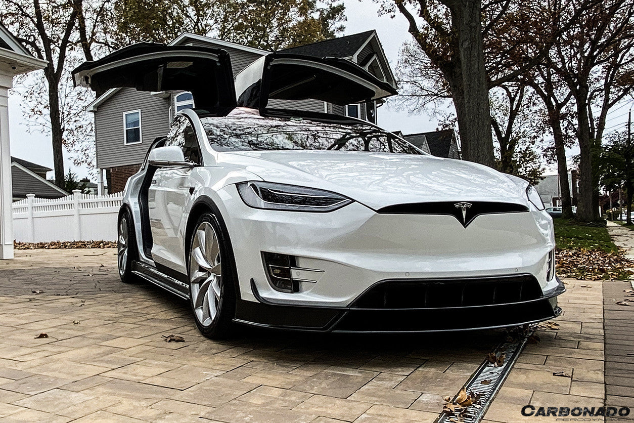 2016-2021 Tesla X SUV RZS Style Carbon Fiber Front Lip - Carbonado