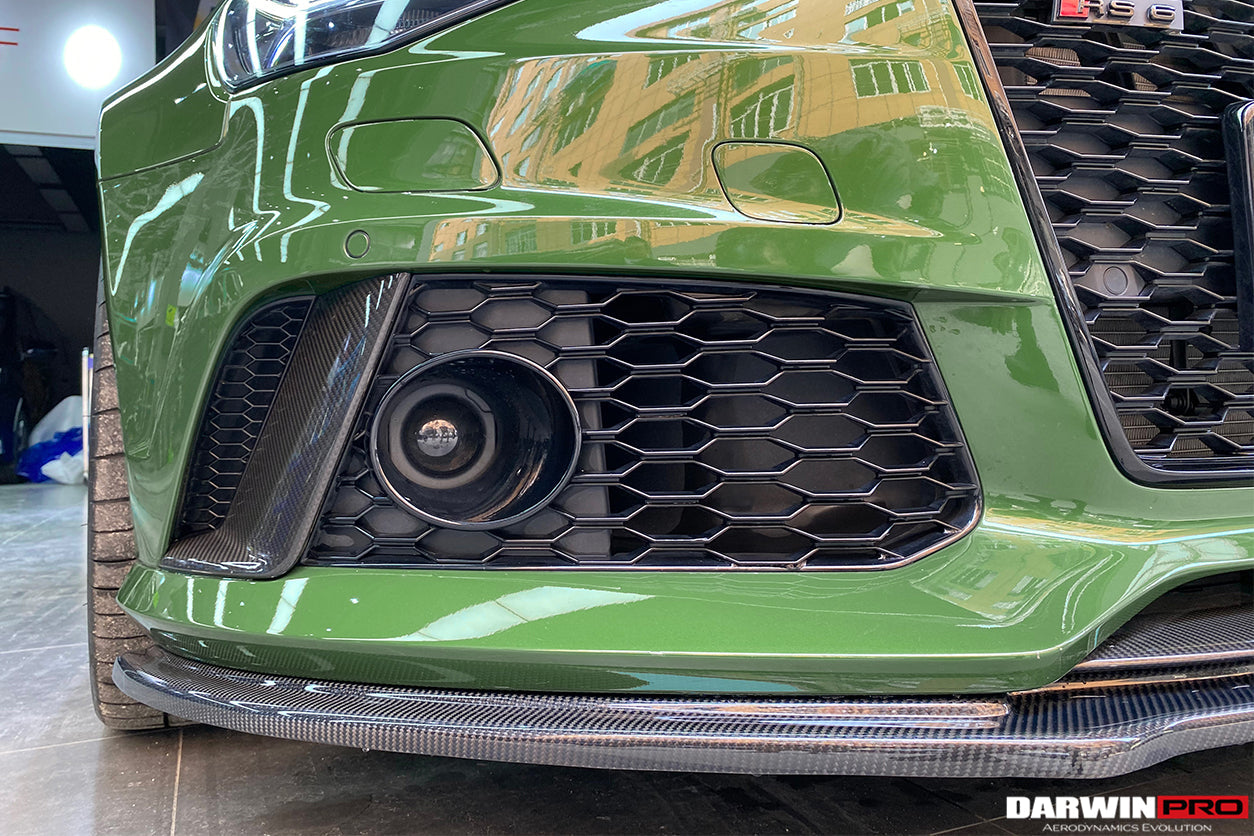 2013-2018 Audi RS6 Avant Carbon Fiber Front Bumper Caps - DarwinPRO Aerodynamics