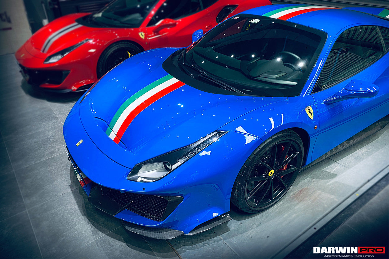 2018-2022 Ferrari 488 Pista Partial Carbon Fiber Front Bumper - DarwinPRO Aerodynamics