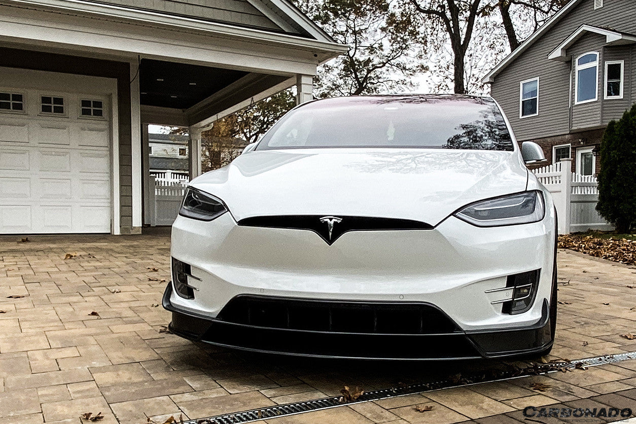 2016-2021 Tesla X SUV RZS Style Carbon Fiber Front Lip - Carbonado