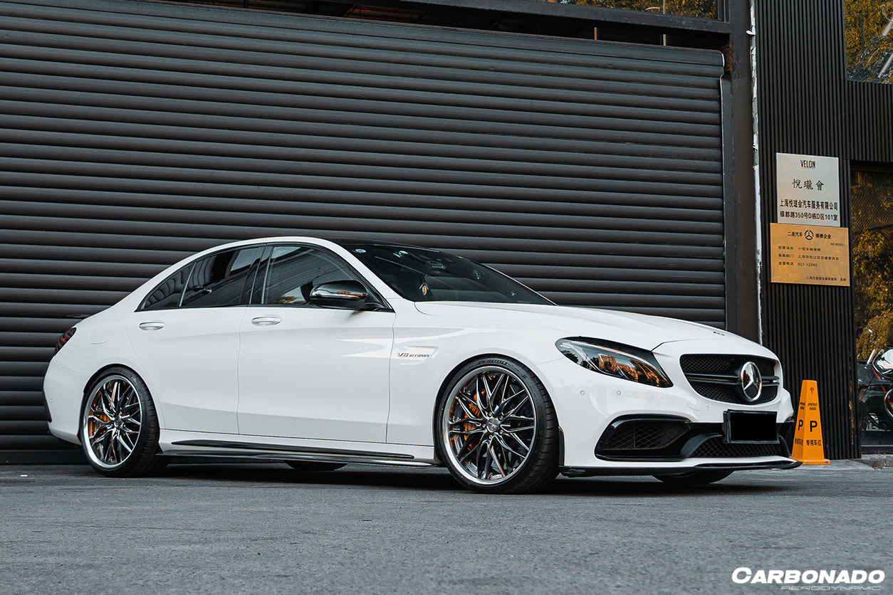 2015-2021 Mercedes Benz C-Class W205 Sedan PS Style Side Skirts - Carbonado