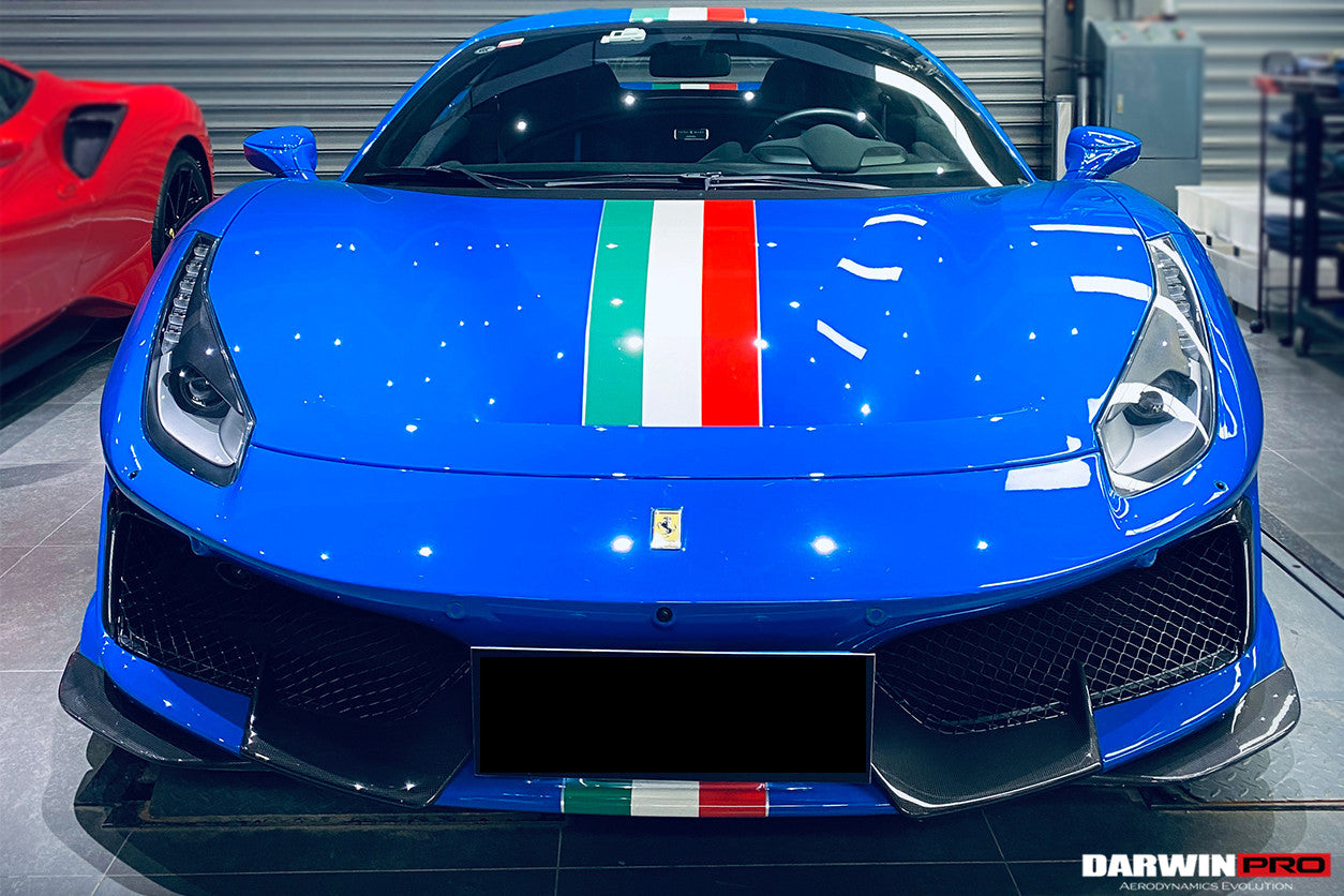 2018-2022 Ferrari 488 Pista Partial Carbon Fiber Front Bumper - DarwinPRO Aerodynamics