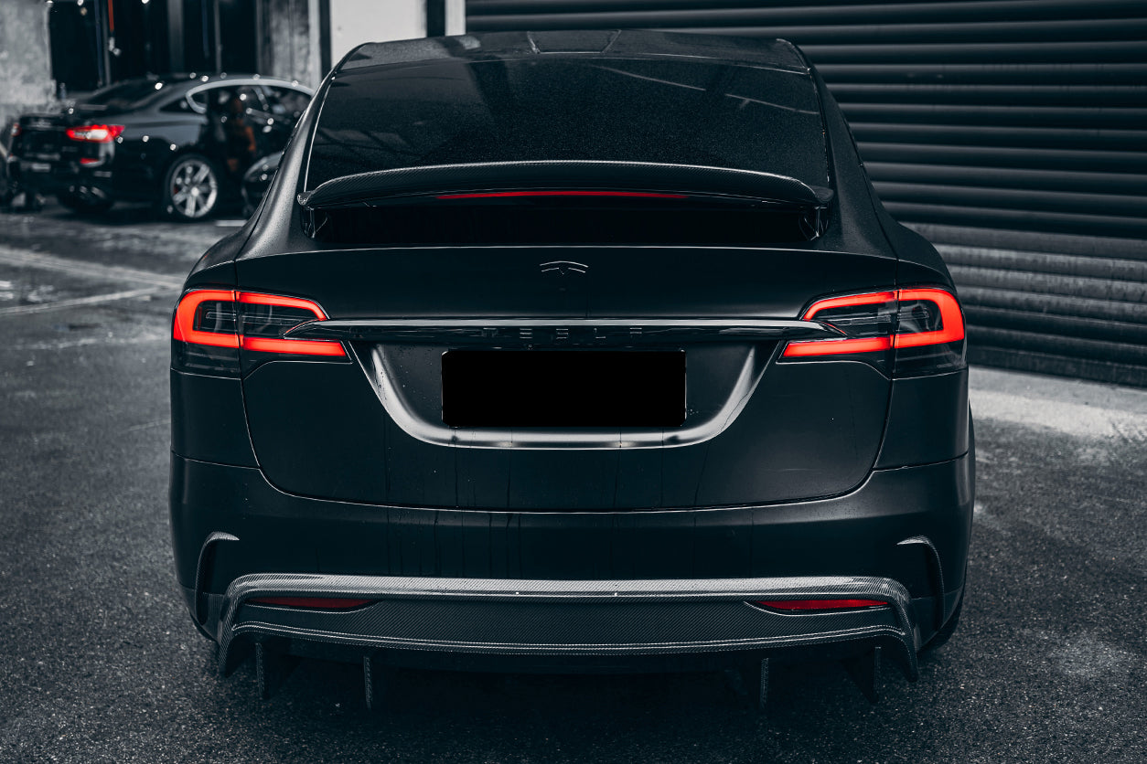 2016-2018 Tesla Model X SUV RZS Style Carbon Fiber Rear Diffuser - Carbonado