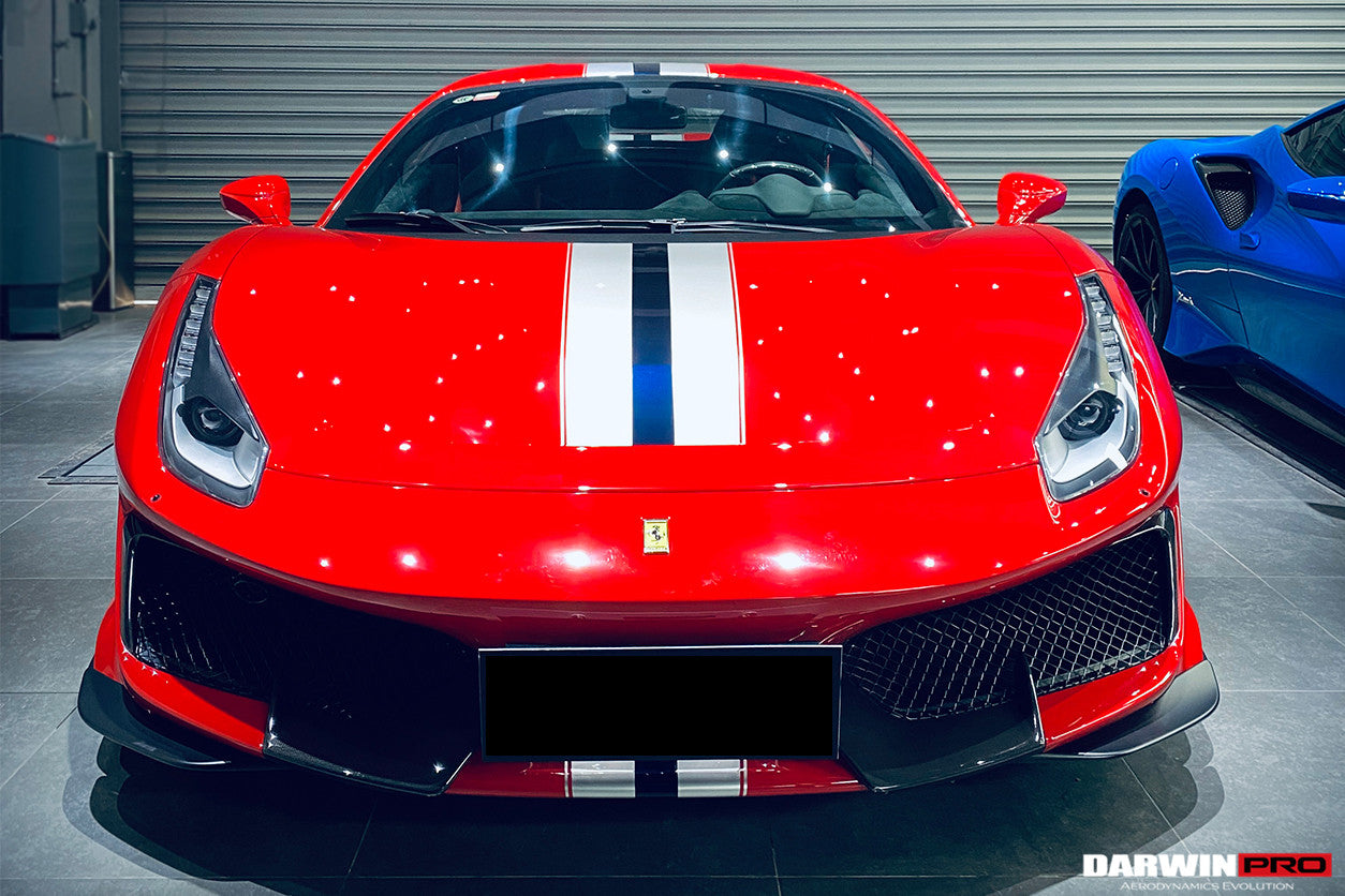 2018-2022 Ferrari 488 Pista Partial Carbon Fiber Front Bumper - DarwinPRO Aerodynamics