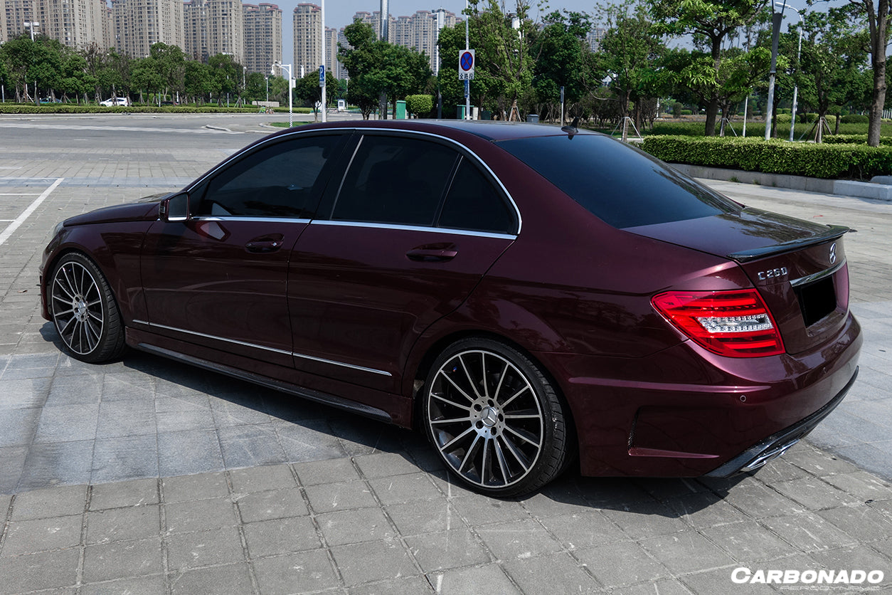 2008-2014 Mercedes Benz C Class W204 P Style Rear Bumper w/ Exhaust tips - Carbonado