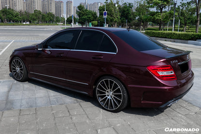 2008-2014 Mercedes Benz C Class W204 P Style Rear Bumper w/ Exhaust tips - Carbonado