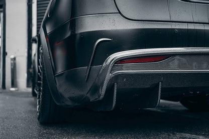 2016-2021 Tesla X SUV RZS Style Carbon Fiber Rear Bumper Canards - Carbonado