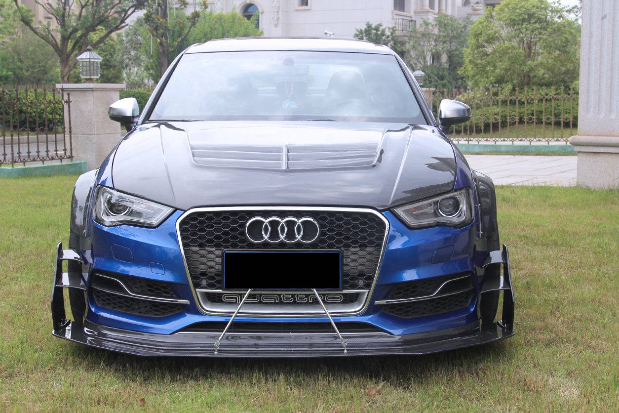 2013-2016 Audi S3 A3 Sline Sedan BKSS Style Carbon Fiber Front Lip With Under Board - Carbonado