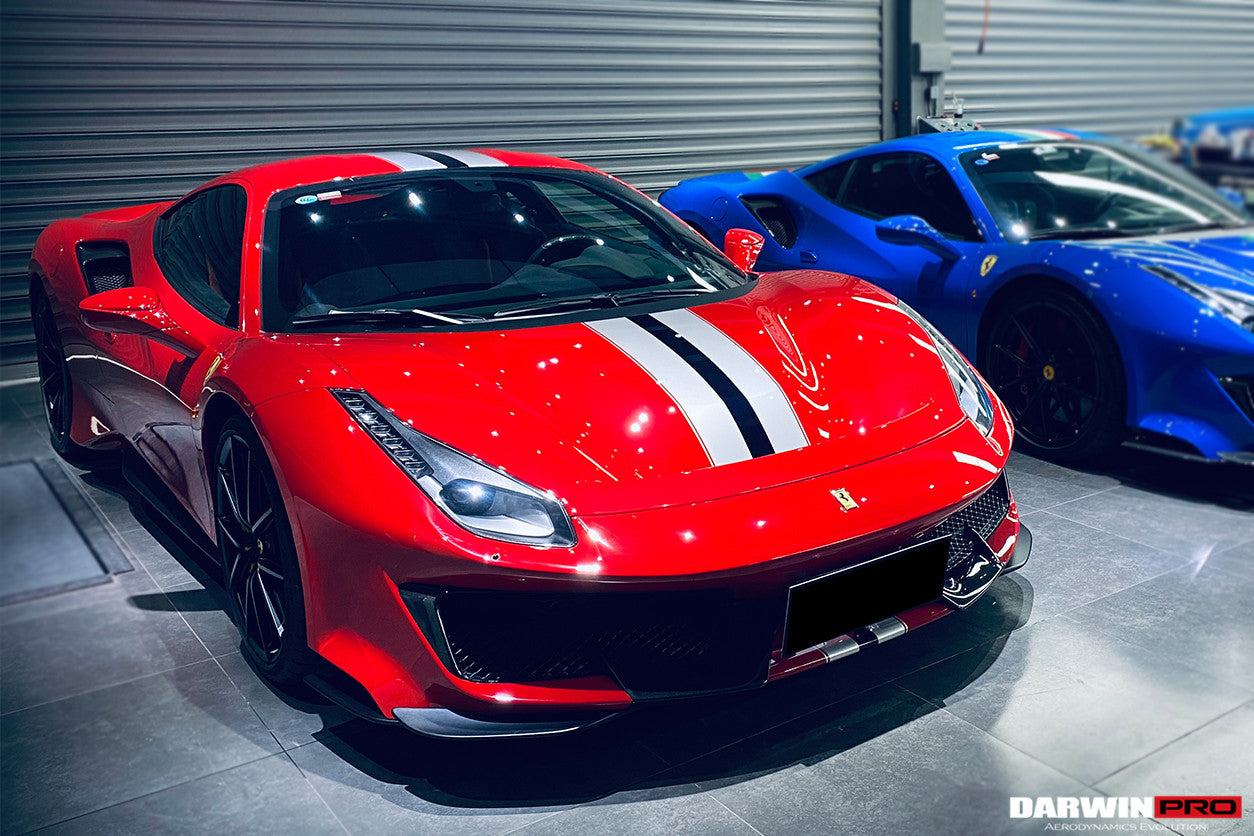 2018-2022 Ferrari 488 Pista Partial Carbon Fiber Front Bumper - DarwinPRO Aerodynamics