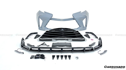 2021 UP Toyota Sienna Thunder Style PP Front Bumper with Lip and Grill and LED Light - Carbonado