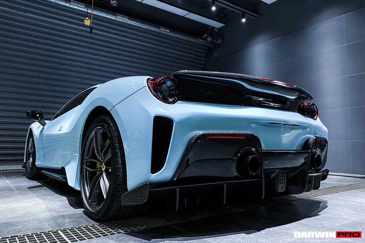 2015-2020 Ferrari 488 GTB Pista Style Rear Bumper & Wing - DarwinPRO Aerodynamics