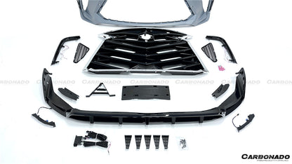 2021 UP Toyota Sienna Thunder Style PP Front Bumper with Lip and Grill and LED Light - Carbonado