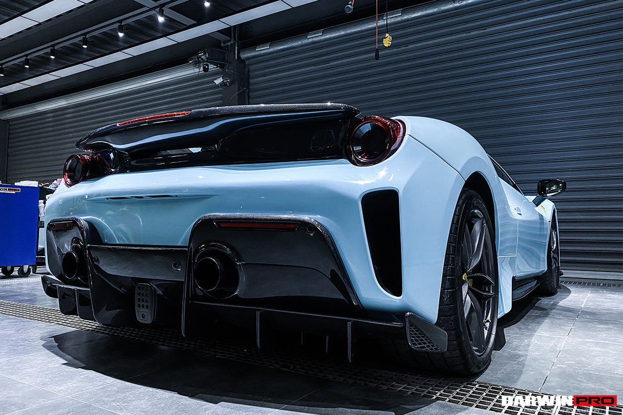 2015-2020 Ferrari 488 GTB Pista Style Rear Bumper & Wing - DarwinPRO Aerodynamics