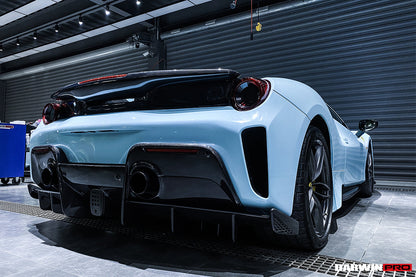 2015-2020 Ferrari 488 GTB Pista Style Rear Bumper & Wing - DarwinPRO Aerodynamics