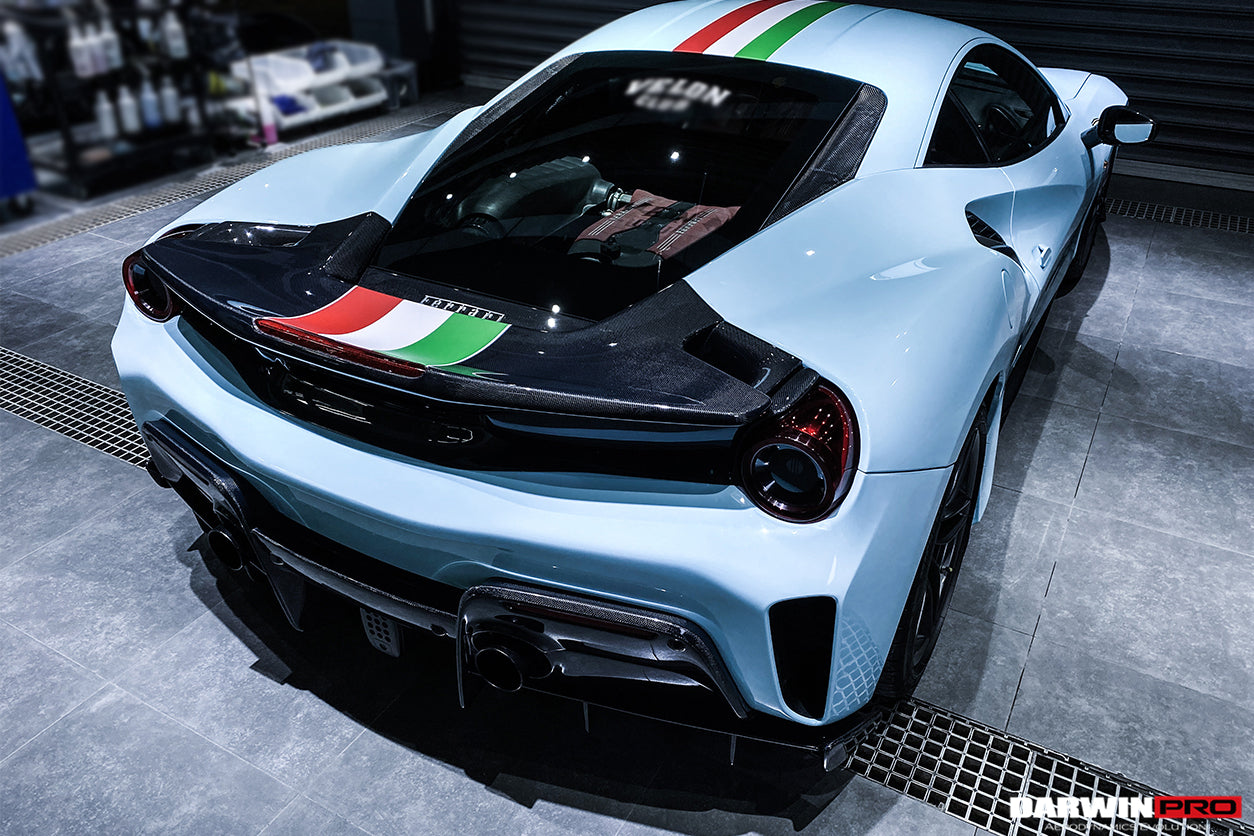 2015-2020 Ferrari 488 GTB Pista Style Rear Bumper & Wing - DarwinPRO Aerodynamics