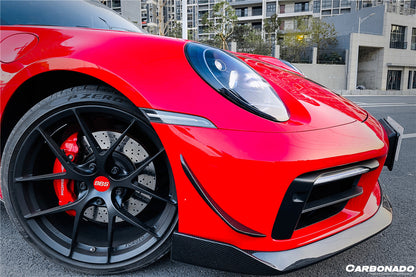 2019-2023 Porsche 911 992 Carrera/Targa Sport Design WP Style Dry Carbon Fiber Bumper Canards - Carbonado