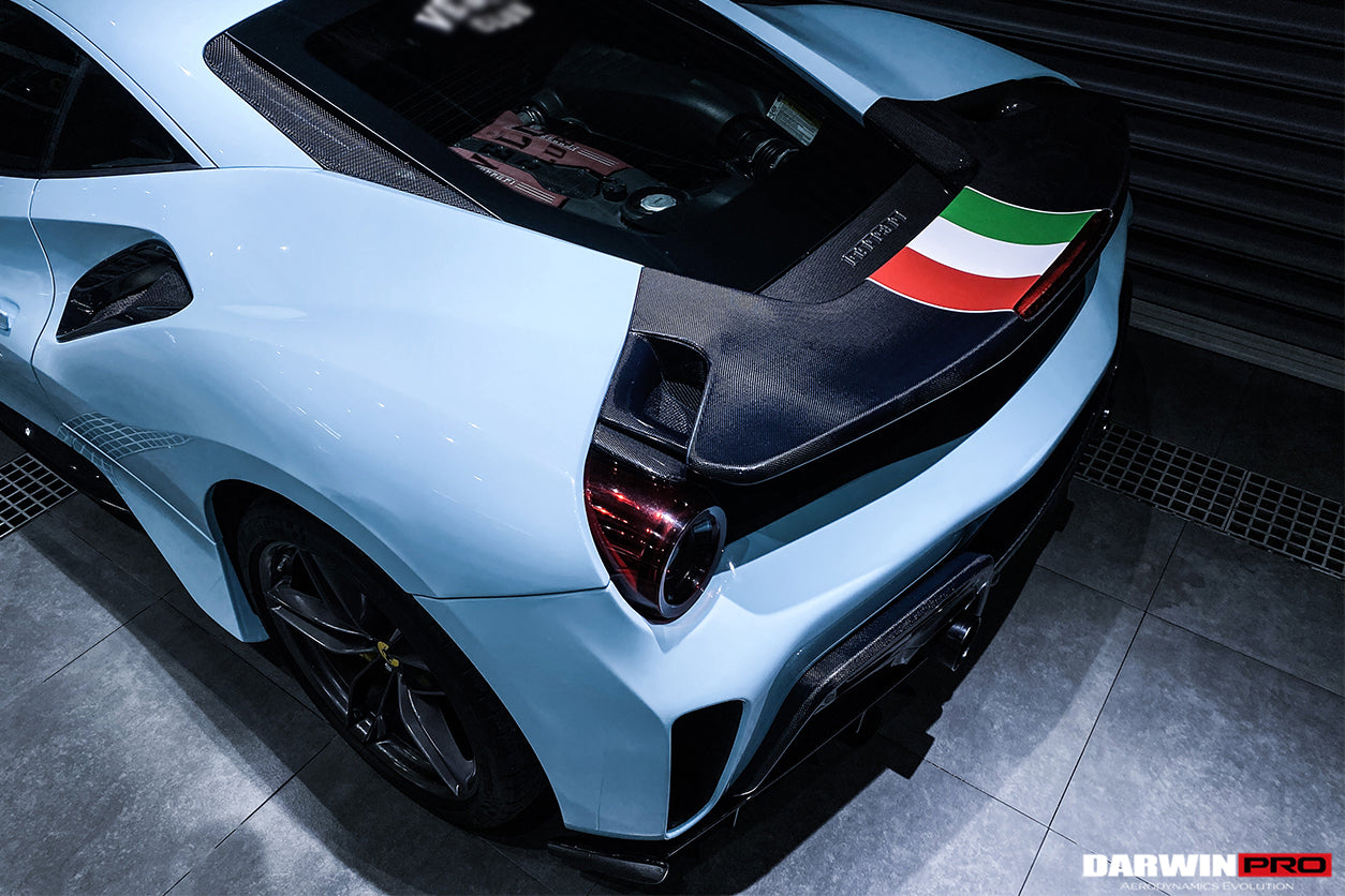 2015-2020 Ferrari 488 GTB Pista Style Rear Bumper & Wing - DarwinPRO Aerodynamics
