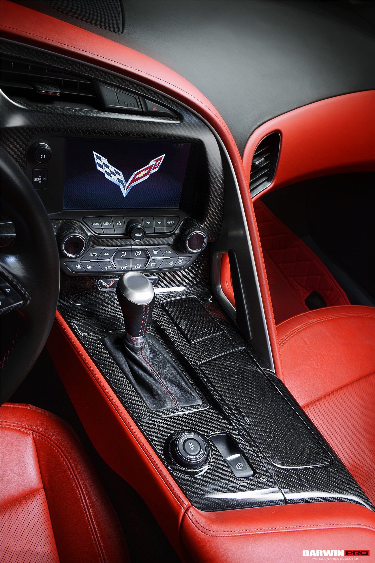 2013-2019 Corvette C7 Z06 Grandsport Dry Carbon Fiber Interior Automatic Manual Control Gear Shift Panel Cover Trim - DarwinPRO Aerodynamics
