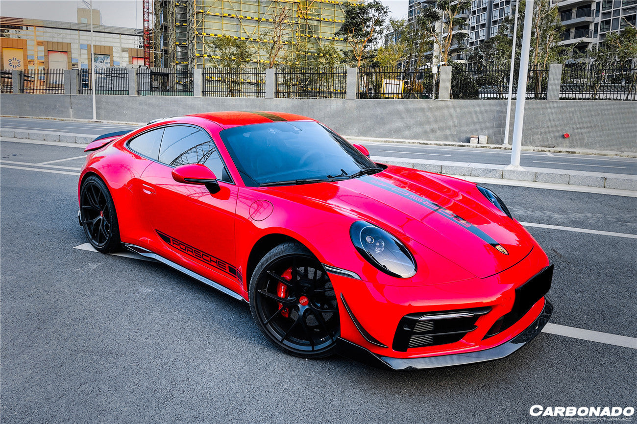 2019-2023 Porsche 911 992 Carrera/Targa Sport Design WP Style Dry Carbon Fiber Bumper Canards - Carbonado