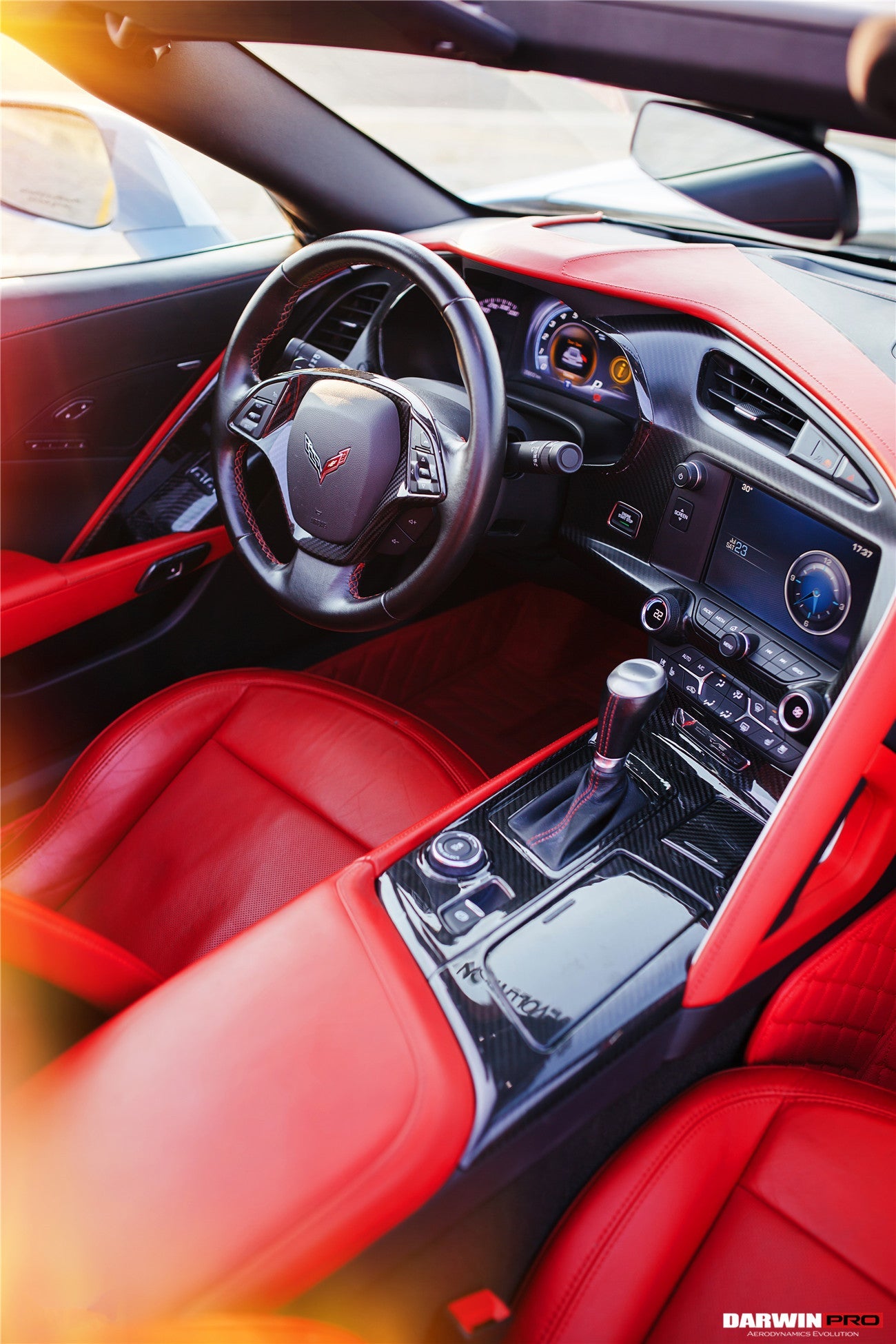2013-2019 Corvette C7 Z06 Grandsport Dry Carbon Fiber Interior Automatic Manual Control Gear Shift Panel Cover Trim - DarwinPRO Aerodynamics