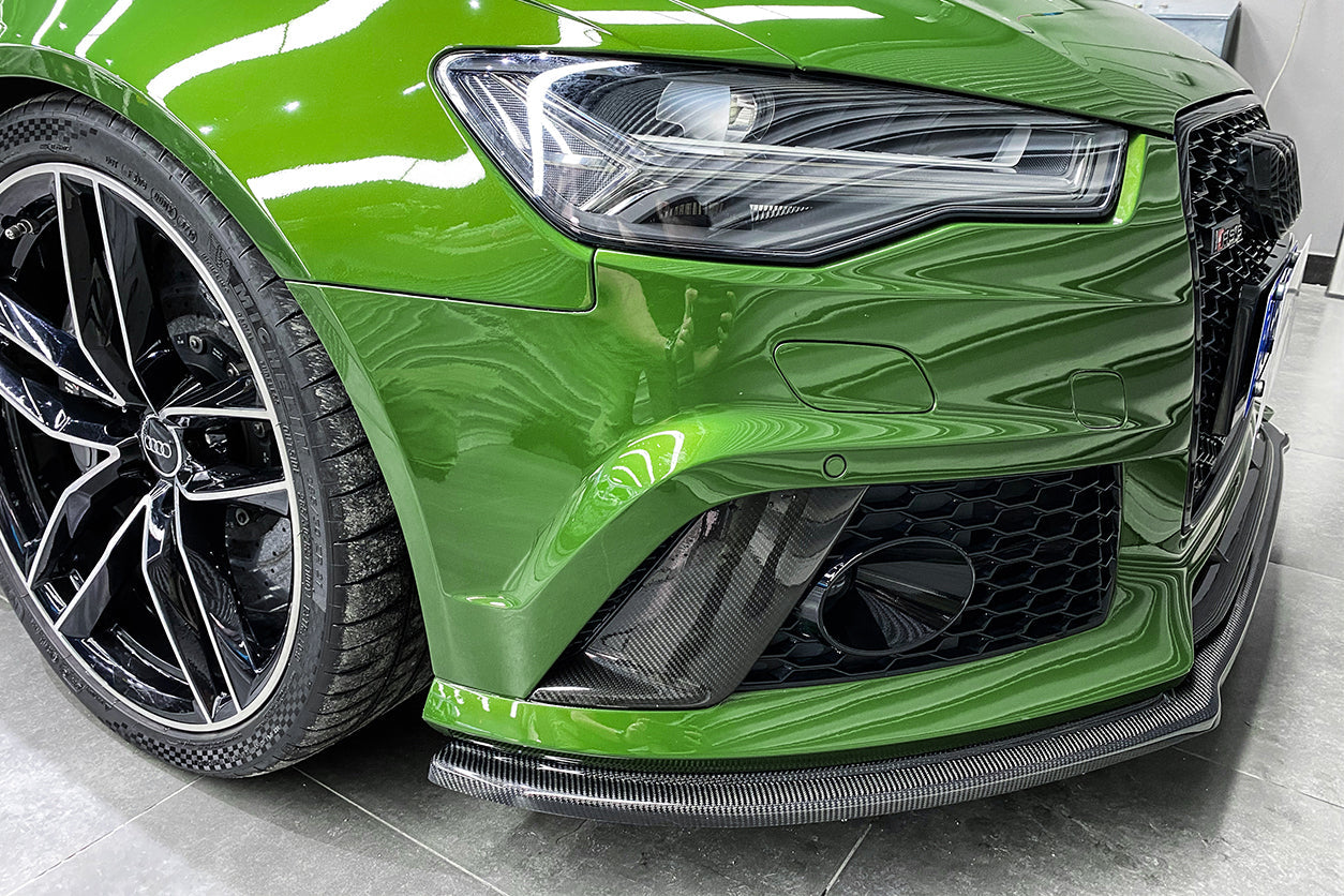 2013-2018 Audi RS6 Avant Carbon Fiber Front Bumper Caps - DarwinPRO Aerodynamics