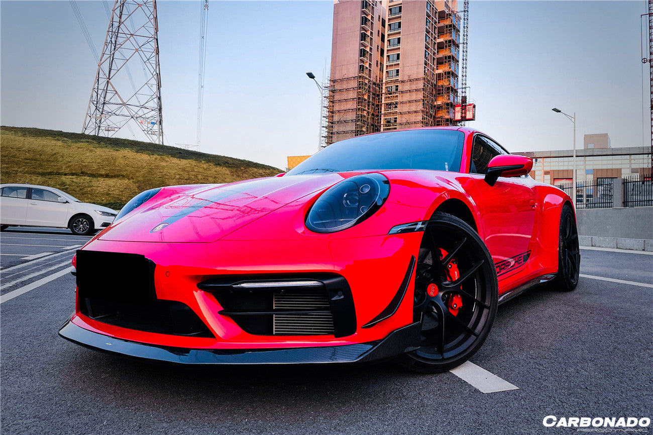 2019-2023 Porsche 911 992 Carrera/Targa Sport Design WP Style Dry Carbon Fiber Bumper Canards - Carbonado