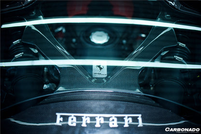 2015-2020 Ferrari 488 Spyder Dry Carbon Fiber Engine Hood With Glass - Carbonado