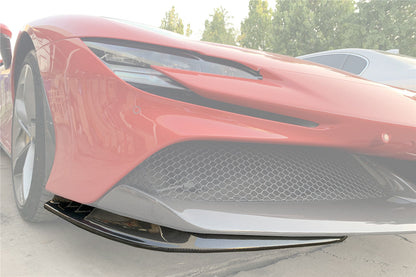 2020-UP Ferrari SF90 Stradale OE Style Autoclave Carbon Fiber Front Bumper Side Splitter - Carbonado