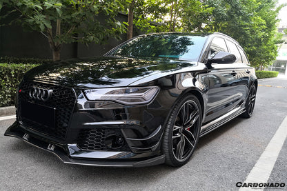 2013-2018 Audi RS6 Avant BS Style Carbon Fiber Front Bumper Caps - Carbonado