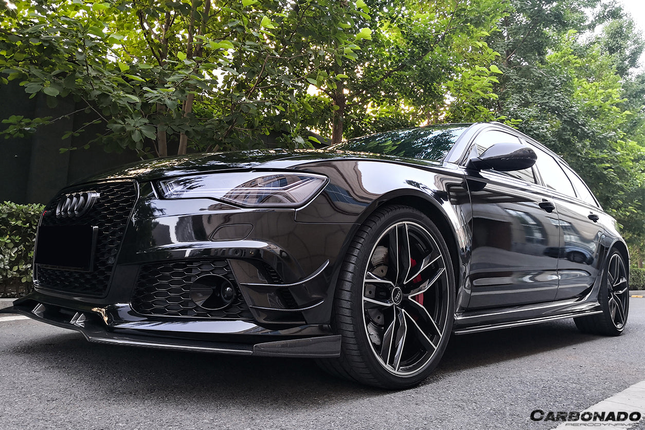 2013-2018 Audi RS6 Avant BS Style Carbon Fiber Front Bumper Caps - Carbonado