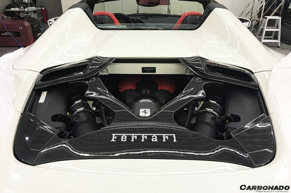 2015-2020 Ferrari 488 Spyder Dry Carbon Fiber Engine Hood With Glass - Carbonado