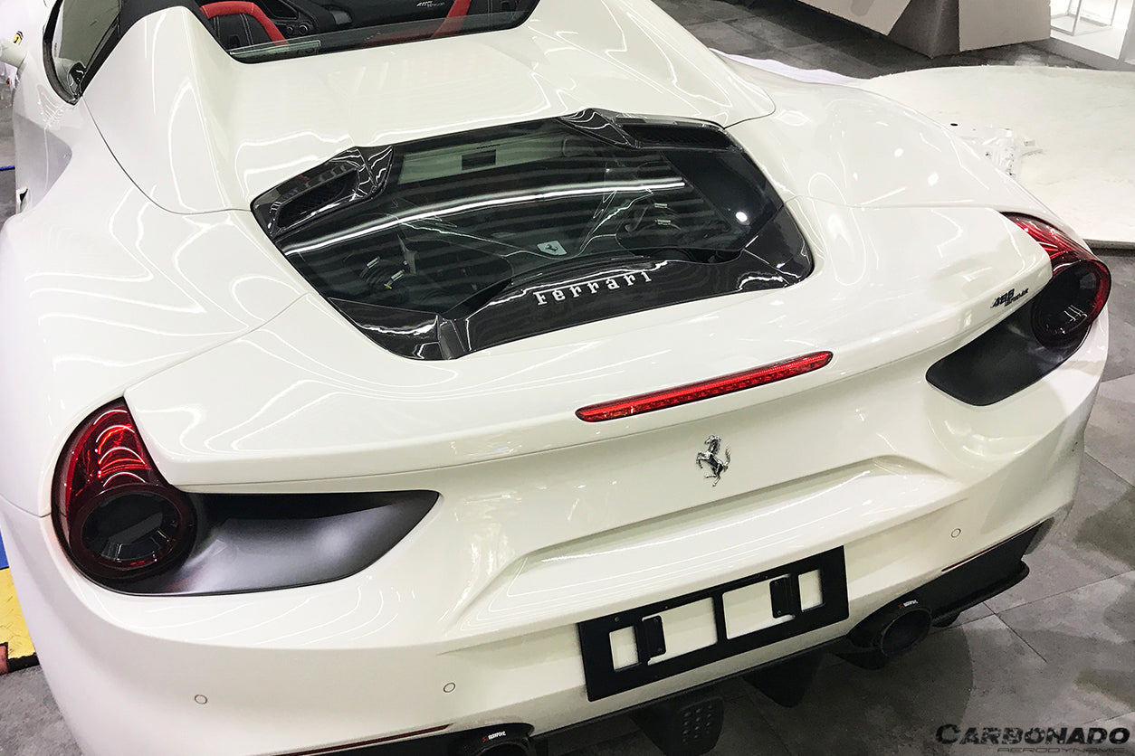 2015-2020 Ferrari 488 Spyder Dry Carbon Fiber Engine Hood With Glass - Carbonado