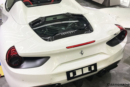 2015-2020 Ferrari 488 Spyder Dry Carbon Fiber Engine Hood With Glass - Carbonado