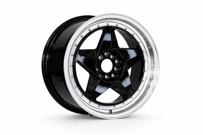 E115 Black Machined Lip 17x7.5 ET32 5.100.113 - Square Set (4 Wheels)