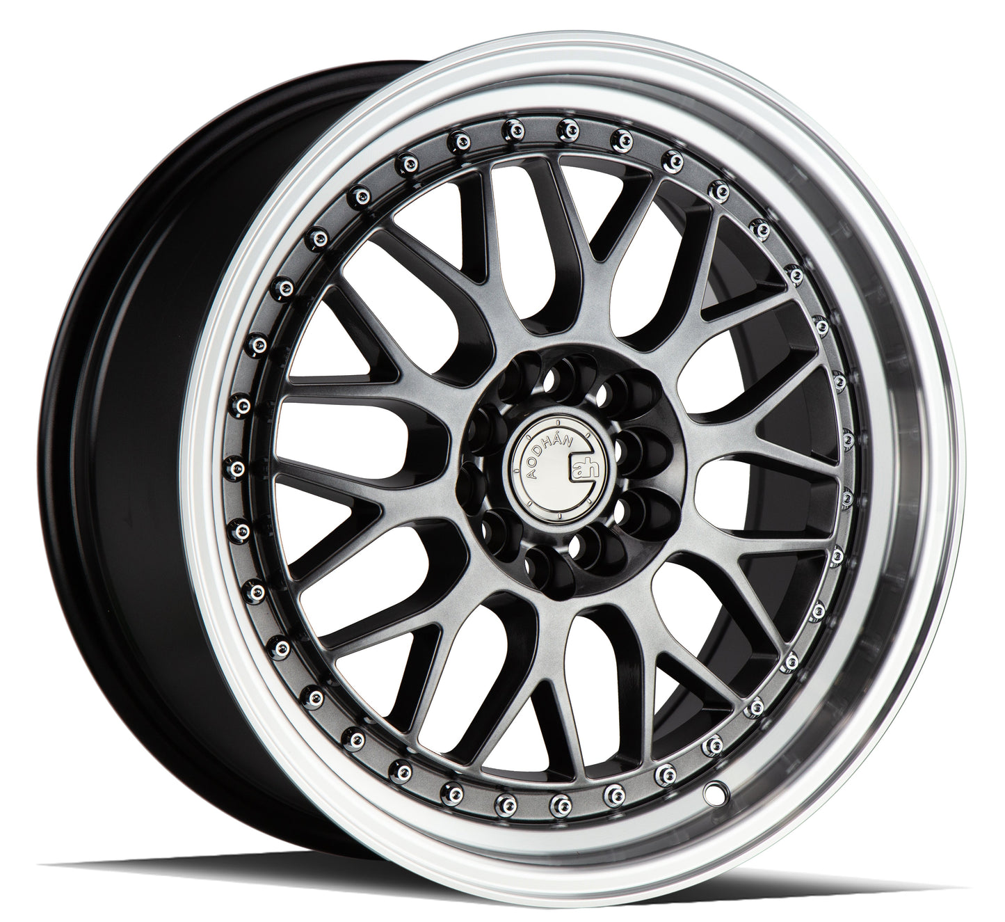 Aodhan AH02 Hyper Black w/ Machined Lip - 19x8.5 +35 / 19x9.5 +30 5x114.3 (Staggered Set of 4)