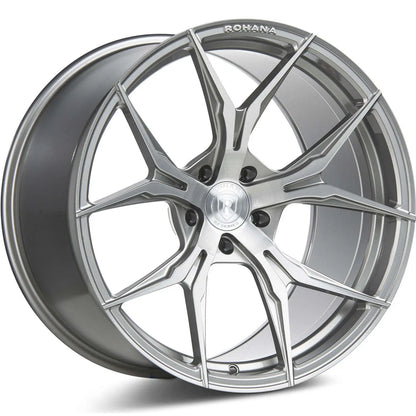 22" Rohana RFX5 Brushed Titanium 5x130 ( Staggered Setup ) ( Set of 4 )