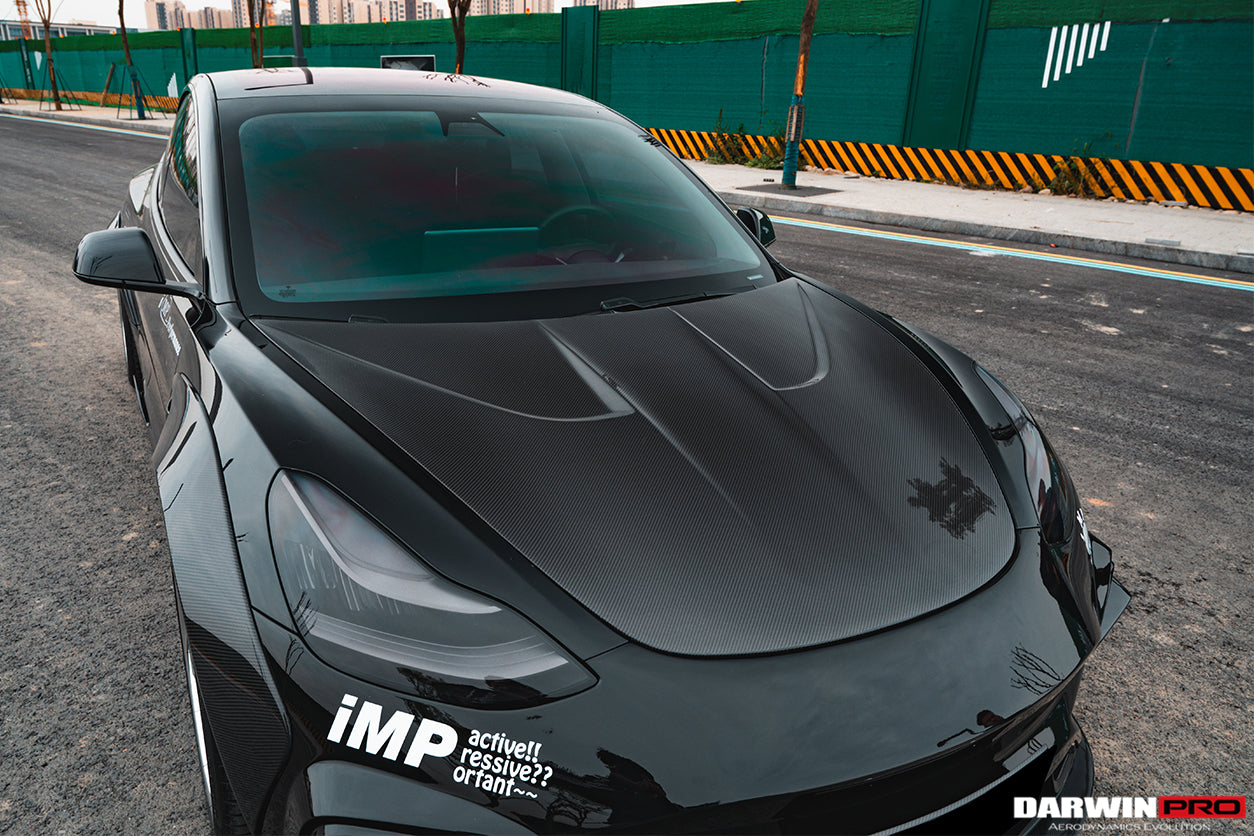 2017-2023 Tesla Model 3 IMP Performance Carbon Fiber Hood - DarwinPRO Aerodynamics