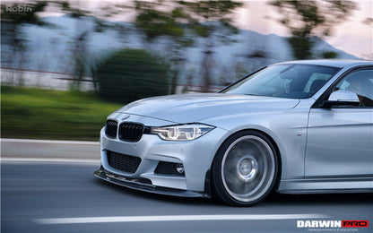 2011-2019 BMW 3 Series F30/F35 M-Tech GV Style Carbon Fiber Front Lip W/Caps - DarwinPRO Aerodynamics