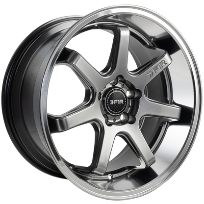 F1R FC7 18x8.5 ET38 Hyper Black/Polish Lip 5x114 – ( Square Set of 4 )