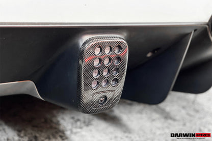 2015-2020 Ferrari 488 GTB/Spyder Dry Carbon Fiber Rear Black Light Cover w/ Camera Hole - DarwinPRO Aerodynamics