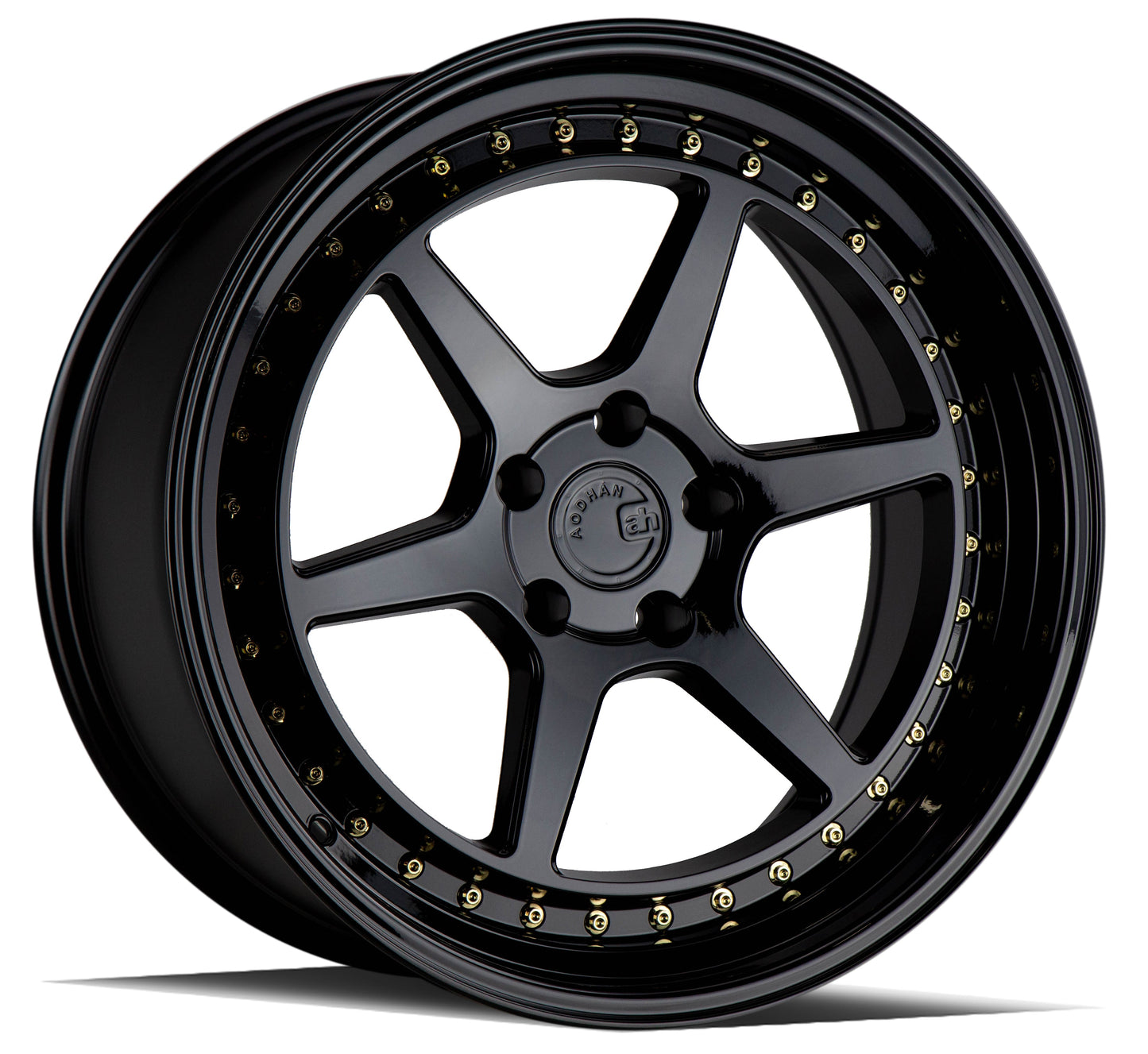 Aodhan DS09 Gloss Black W /Gold Rivets - 19x9.5 +22 5x114.3 (Square Set of 4)