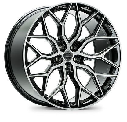22" Vossen HF2 Brushed Gloss Black 5x112 ( Staggered Setup ) ( Set of 4 )