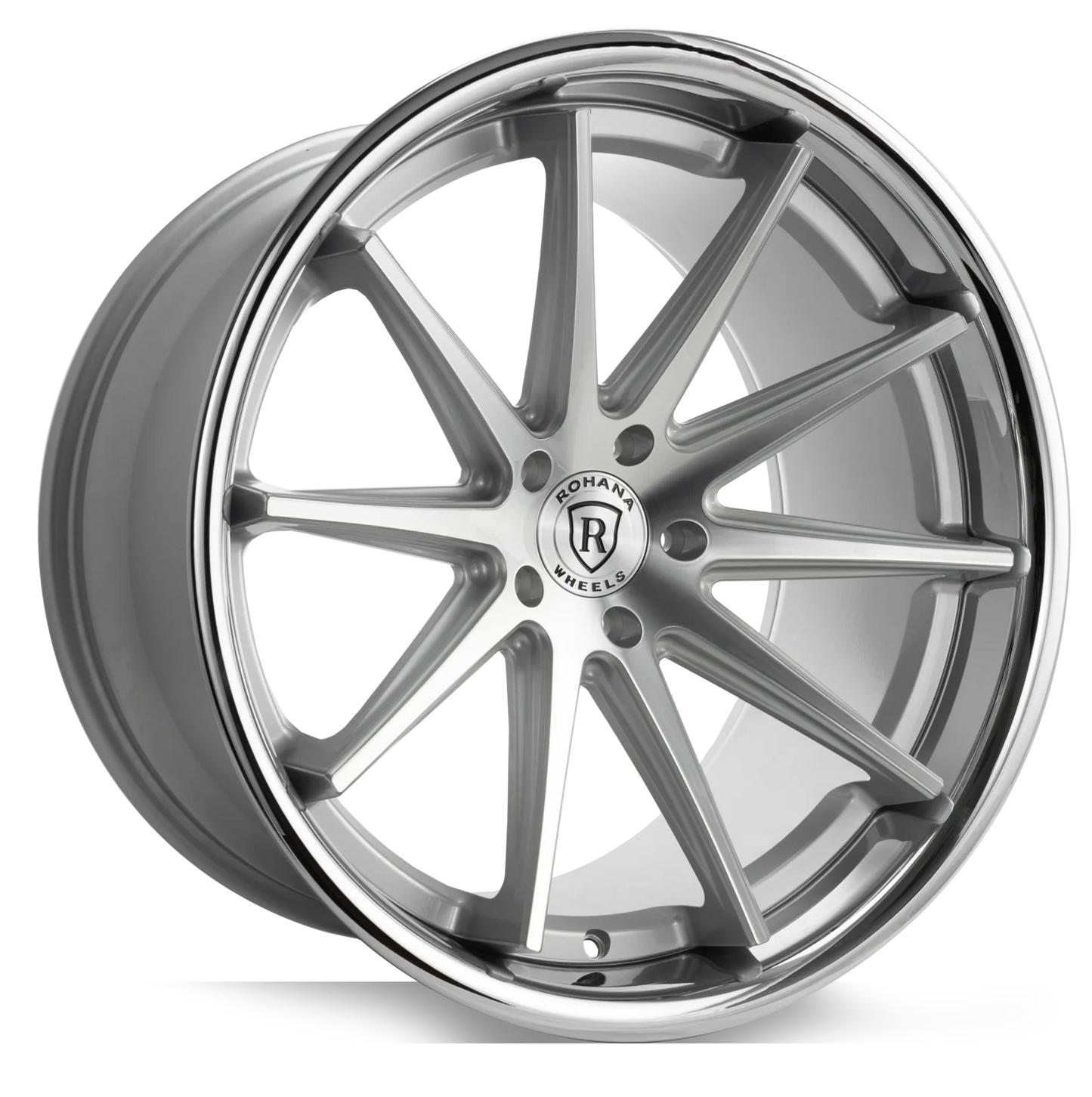 Rohana RFC10 20x10 ET33 Machine Silver/Chrome Lip 5x112 – (Square Set of 4)