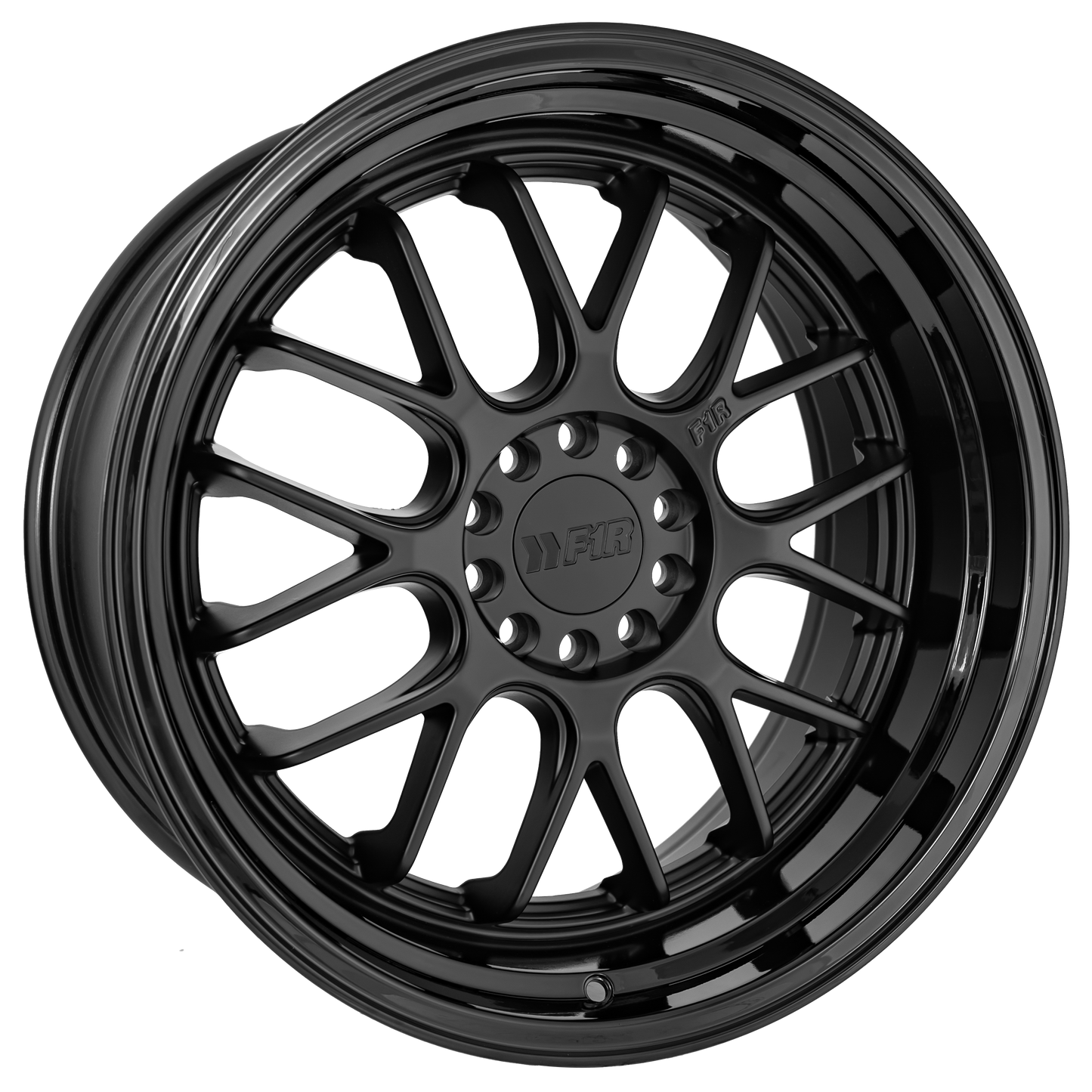 F1R F21 19x9.5 ET22 Satin Black/Gloss Black Lip 5x100/114.3 – ( Square Set of 4 )